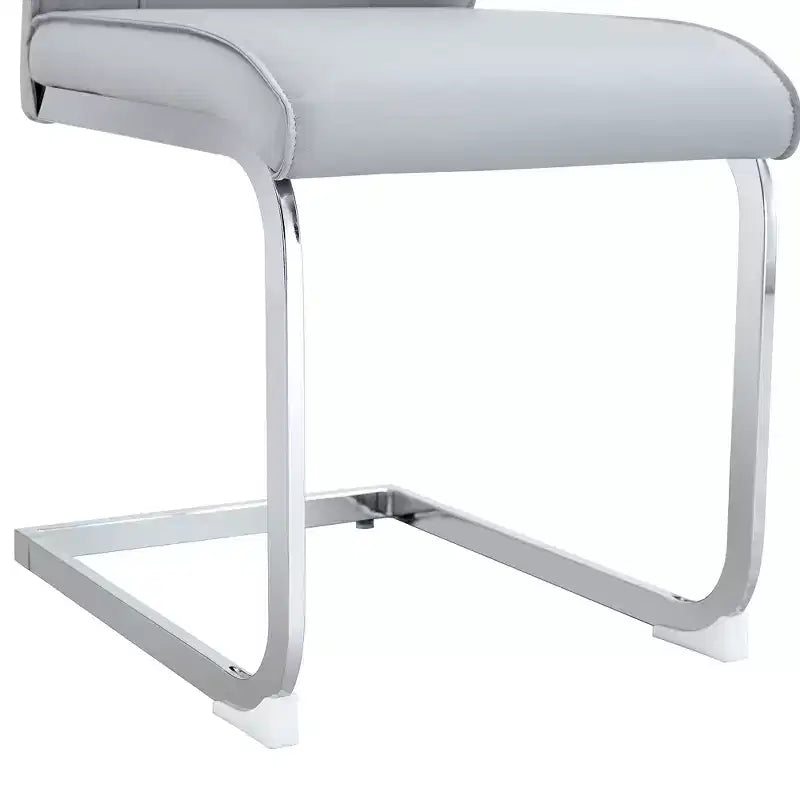 Okak Chaises de salle à manger de luxe Arch, lot de 2, chaises d'appoint confortables en similicuir haute résilience avec pieds en métal argenté pour bureau ou chambre à coucher