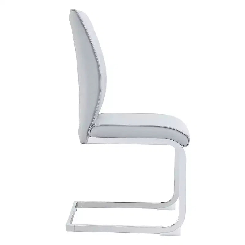 Okak Chaises de salle à manger de luxe Arch, lot de 2, chaises d'appoint confortables en similicuir haute résilience avec pieds en métal argenté pour bureau ou chambre à coucher