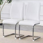 Okak Chaises de salle à manger de luxe Arch, lot de 2, chaises d'appoint confortables en similicuir haute résilience avec pieds en métal argenté pour bureau ou chambre à coucher