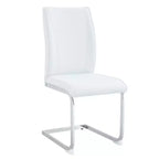 Okak Chaises de salle à manger de luxe Arch, lot de 2, chaises d'appoint confortables en similicuir haute résilience avec pieds en métal argenté pour bureau ou chambre à coucher