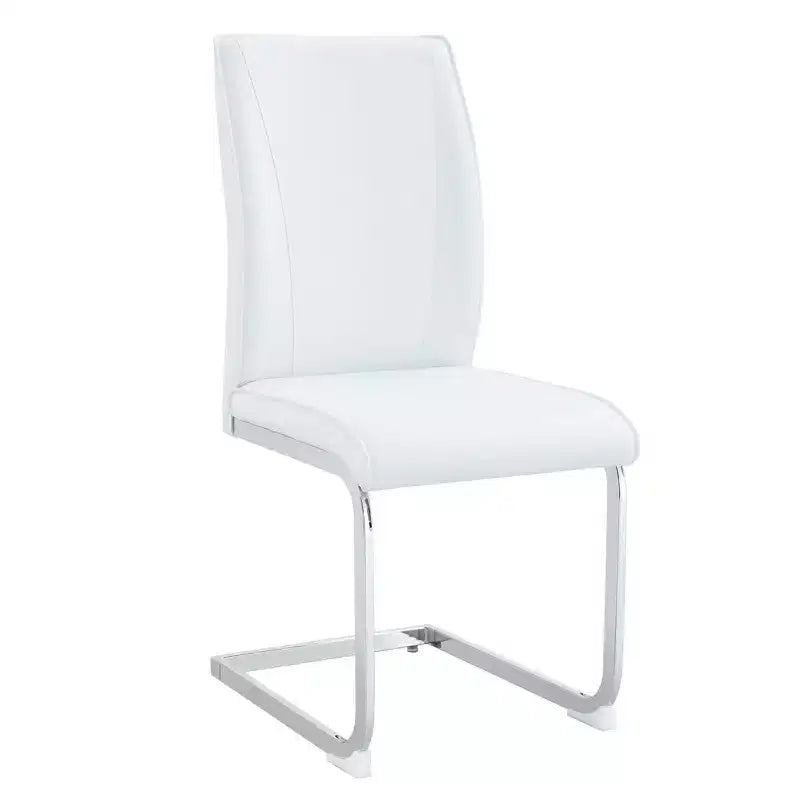Okak Chaises de salle à manger de luxe Arch, lot de 2, chaises d'appoint confortables en similicuir haute résilience avec pieds en métal argenté pour bureau ou chambre à coucher