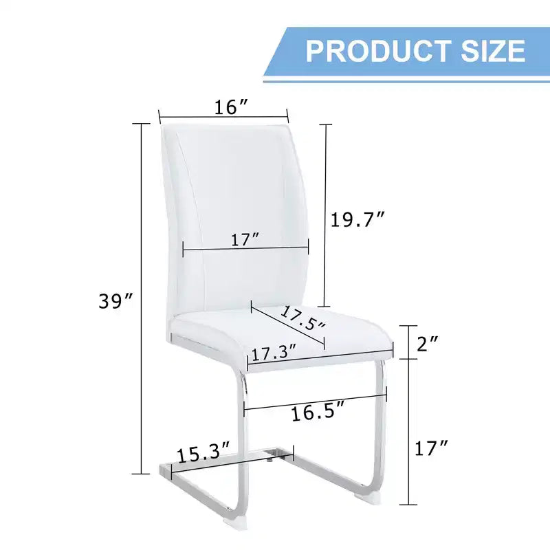 Okak Chaises de salle à manger de luxe Arch, lot de 2, chaises d'appoint confortables en similicuir haute résilience avec pieds en métal argenté pour bureau ou chambre à coucher