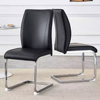 Okak Chaises de salle à manger de luxe Arch, lot de 2, chaises d'appoint confortables en similicuir haute résilience avec pieds en métal argenté pour bureau ou chambre à coucher