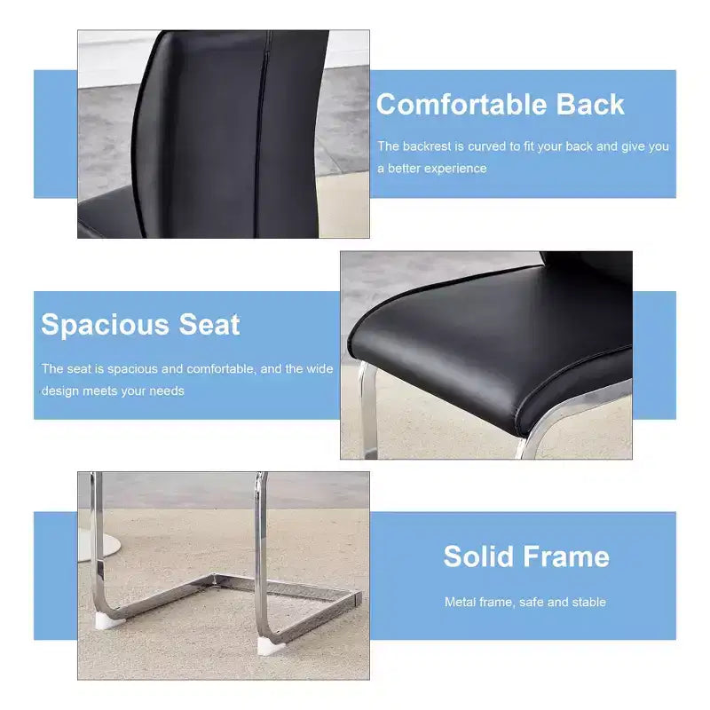 Okak Chaises de salle à manger de luxe Arch, lot de 2, chaises d'appoint confortables en similicuir haute résilience avec pieds en métal argenté pour bureau ou chambre à coucher