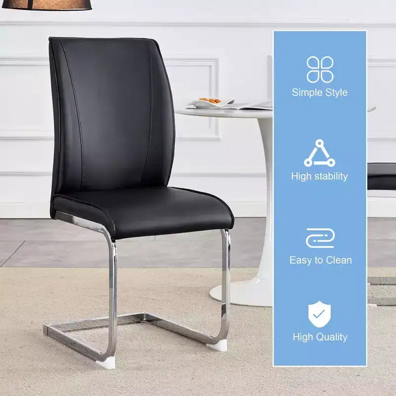 Okak Chaises de salle à manger de luxe Arch, lot de 2, chaises d'appoint confortables en similicuir haute résilience avec pieds en métal argenté pour bureau ou chambre à coucher