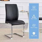 Okak Chaises de salle à manger de luxe Arch, lot de 2, chaises d'appoint confortables en similicuir haute résilience avec pieds en métal argenté pour bureau ou chambre à coucher