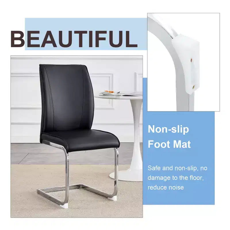 Okak Chaises de salle à manger de luxe Arch, lot de 2, chaises d'appoint confortables en similicuir haute résilience avec pieds en métal argenté pour bureau ou chambre à coucher