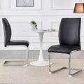 Okak Chaises de salle à manger de luxe Arch, lot de 2, chaises d'appoint confortables en similicuir haute résilience avec pieds en métal argenté pour bureau ou chambre à coucher