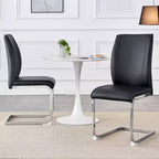 Okak Chaises de salle à manger de luxe Arch, lot de 2, chaises d'appoint confortables en similicuir haute résilience avec pieds en métal argenté pour bureau ou chambre à coucher