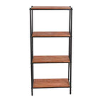 Storied Home Saratoga Étagère ouverte à 4 tablettes en bois massif et métal, finition noyer chaleureux