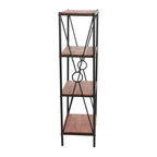 Storied Home Saratoga Étagère ouverte à 4 tablettes en bois massif et métal, finition noyer chaleureux