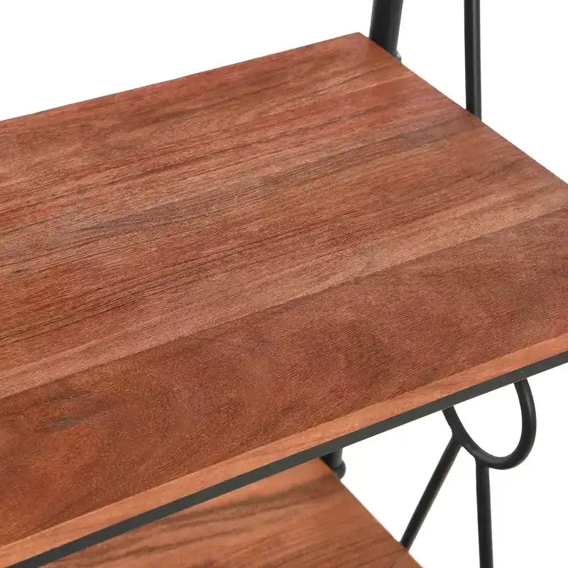 Storied Home Saratoga Étagère ouverte à 4 tablettes en bois massif et métal, finition noyer chaleureux