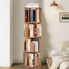 Étagère à Livres Rotative Zstar à 4 Niveaux, Bibliothèque d'Angle Compacte pour Petits Espaces, Organisateur de Rangement en Bois Rotatif à 360° pour Chambre à Coucher, Salon