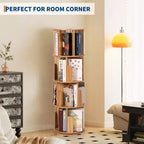 Étagère à Livres Rotative Zstar à 4 Niveaux, Bibliothèque d'Angle Compacte pour Petits Espaces, Organisateur de Rangement en Bois Rotatif à 360° pour Chambre à Coucher, Salon