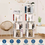 Étagère à Livres Rotative Zstar à 4 Niveaux, Bibliothèque d'Angle Compacte pour Petits Espaces, Organisateur de Rangement en Bois Rotatif à 360° pour Chambre à Coucher, Salon