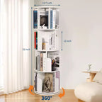 Étagère à Livres Rotative Zstar à 4 Niveaux, Bibliothèque d'Angle Compacte pour Petits Espaces, Organisateur de Rangement en Bois Rotatif à 360° pour Chambre à Coucher, Salon