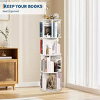 Étagère à Livres Rotative Zstar à 4 Niveaux, Bibliothèque d'Angle Compacte pour Petits Espaces, Organisateur de Rangement en Bois Rotatif à 360° pour Chambre à Coucher, Salon