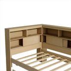 Lit de repos double en bois Whisen avec étagères de rangement et lit gigogne
