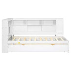 Lit de repos double en bois Whisen avec étagères de rangement et lit gigogne