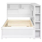 Lit de repos double en bois Whisen avec étagères de rangement et lit gigogne
