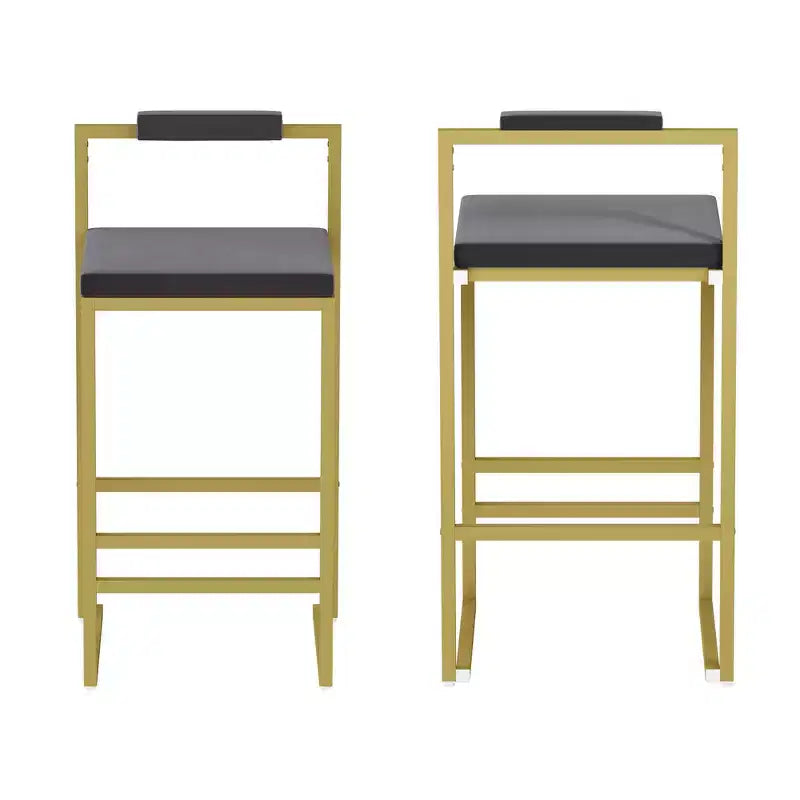MAYEERTY Lot de 2 Tabourets de Bar Hauteur Comptoir avec Dossier Repose-pieds Velours Rembourré pour Îlot de Cuisine Or Gris