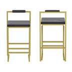 MAYEERTY Lot de 2 Tabourets de Bar Hauteur Comptoir avec Dossier Repose-pieds Velours Rembourré pour Îlot de Cuisine Or Gris