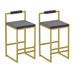 MAYEERTY Lot de 2 Tabourets de Bar Hauteur Comptoir avec Dossier Repose-pieds Velours Rembourré pour Îlot de Cuisine Or Gris