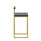 MAYEERTY Lot de 2 Tabourets de Bar Hauteur Comptoir avec Dossier Repose-pieds Velours Rembourré pour Îlot de Cuisine Or Gris