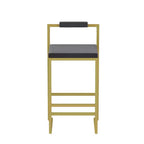 MAYEERTY Lot de 2 Tabourets de Bar Hauteur Comptoir avec Dossier Repose-pieds Velours Rembourré pour Îlot de Cuisine Or Gris