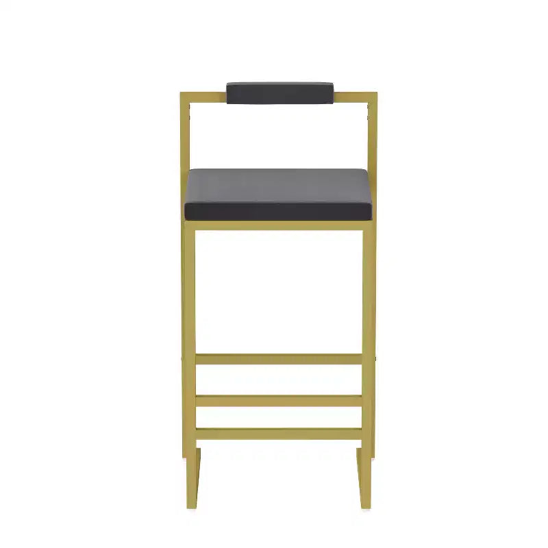 MAYEERTY Lot de 2 Tabourets de Bar Hauteur Comptoir avec Dossier Repose-pieds Velours Rembourré pour Îlot de Cuisine Or Gris