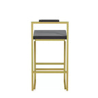 MAYEERTY Lot de 2 Tabourets de Bar Hauteur Comptoir avec Dossier Repose-pieds Velours Rembourré pour Îlot de Cuisine Or Gris