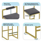 MAYEERTY Lot de 2 Tabourets de Bar Hauteur Comptoir avec Dossier Repose-pieds Velours Rembourré pour Îlot de Cuisine Or Gris
