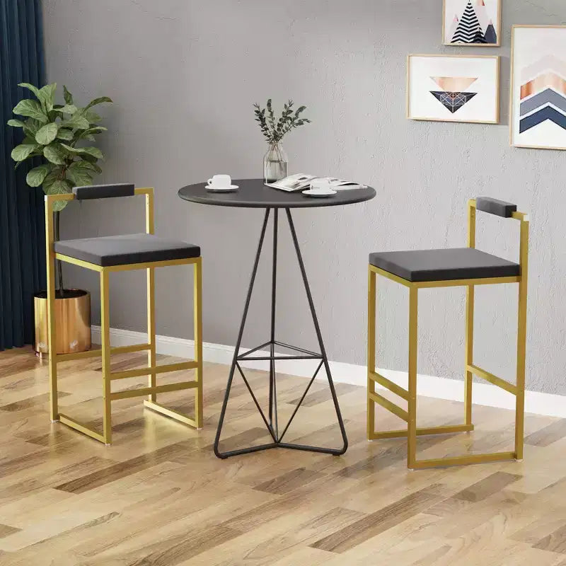 MAYEERTY Lot de 2 Tabourets de Bar Hauteur Comptoir avec Dossier Repose-pieds Velours Rembourré pour Îlot de Cuisine Or Gris