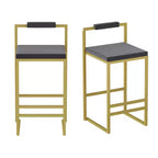 MAYEERTY Lot de 2 Tabourets de Bar Hauteur Comptoir avec Dossier Repose-pieds Velours Rembourré pour Îlot de Cuisine Or Gris
