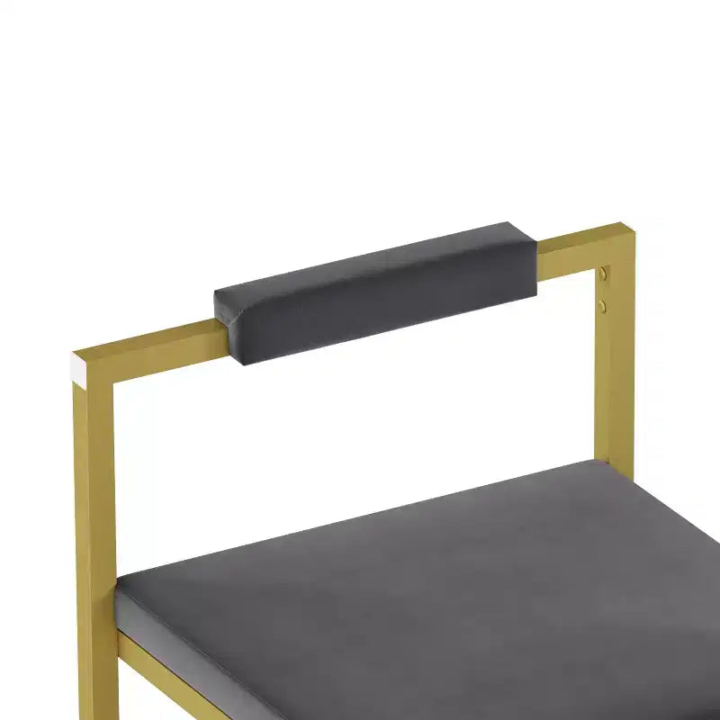 MAYEERTY Lot de 2 Tabourets de Bar Hauteur Comptoir avec Dossier Repose-pieds Velours Rembourré pour Îlot de Cuisine Or Gris
