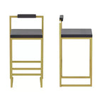 MAYEERTY Lot de 2 Tabourets de Bar Hauteur Comptoir avec Dossier Repose-pieds Velours Rembourré pour Îlot de Cuisine Or Gris