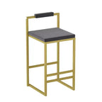 MAYEERTY Lot de 2 Tabourets de Bar Hauteur Comptoir avec Dossier Repose-pieds Velours Rembourré pour Îlot de Cuisine Or Gris