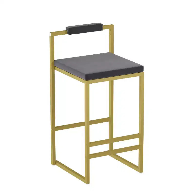 MAYEERTY Lot de 2 Tabourets de Bar Hauteur Comptoir avec Dossier Repose-pieds Velours Rembourré pour Îlot de Cuisine Or Gris