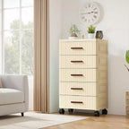 Meuble de rangement à 5 tiroirs en plastique sur roulettes, Commode haute, Tiroirs de rangement coulissants pour Chambre, Salon, Entrée, Couloir