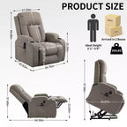 Fauteuil inclinable releveur CLIHOME, supporte jusqu'à 158 kg, mécanisme de mouvement robuste avec massage par vibration en 8 points et chauffage lombaire