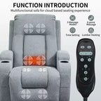 Fauteuil inclinable releveur CLIHOME, supporte jusqu'à 158 kg, mécanisme de mouvement robuste avec massage par vibration en 8 points et chauffage lombaire