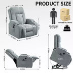 Fauteuil inclinable releveur CLIHOME, supporte jusqu'à 158 kg, mécanisme de mouvement robuste avec massage par vibration en 8 points et chauffage lombaire