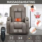 Fauteuil inclinable releveur CLIHOME, supporte jusqu'à 158 kg, mécanisme de mouvement robuste avec massage par vibration en 8 points et chauffage lombaire