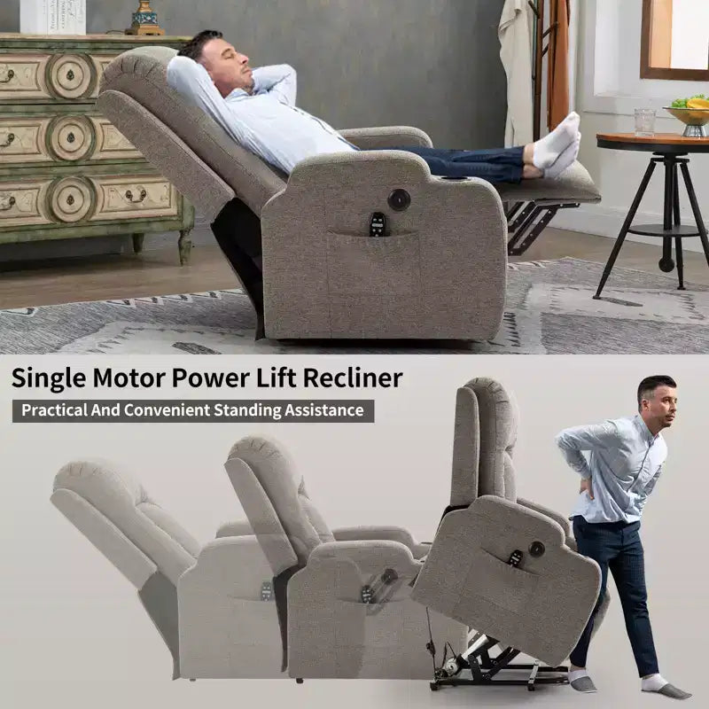 Fauteuil inclinable releveur CLIHOME, supporte jusqu'à 158 kg, mécanisme de mouvement robuste avec massage par vibration en 8 points et chauffage lombaire