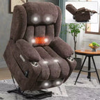 Fauteuil inclinable releveur électrique CLIHOME en chenille, mécanisme robuste avec massage vibratoire 8 points et chauffage lombaire, ports USB et Type-C