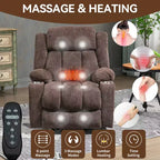 Fauteuil inclinable releveur électrique CLIHOME en chenille, mécanisme robuste avec massage vibratoire 8 points et chauffage lombaire, ports USB et Type-C