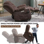 Fauteuil inclinable releveur électrique CLIHOME en chenille, mécanisme robuste avec massage vibratoire 8 points et chauffage lombaire, ports USB et Type-C