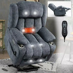 Fauteuil inclinable releveur électrique CLIHOME en chenille, mécanisme robuste avec massage vibratoire 8 points et chauffage lombaire, ports USB et Type-C