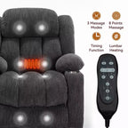 Fauteuil inclinable releveur électrique CLIHOME en chenille, mécanisme robuste avec massage vibratoire 8 points et chauffage lombaire, ports USB et Type-C