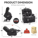 Fauteuil inclinable releveur électrique CLIHOME en chenille, mécanisme robuste avec massage vibratoire 8 points et chauffage lombaire, ports USB et Type-C